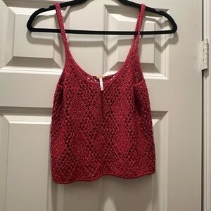 Free People Crochet Knit Camisole - Red